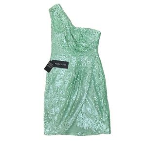 NWT Marciano | Guess Sequin One Shoulder Cocktail Mini Dress Mint Green Women XS